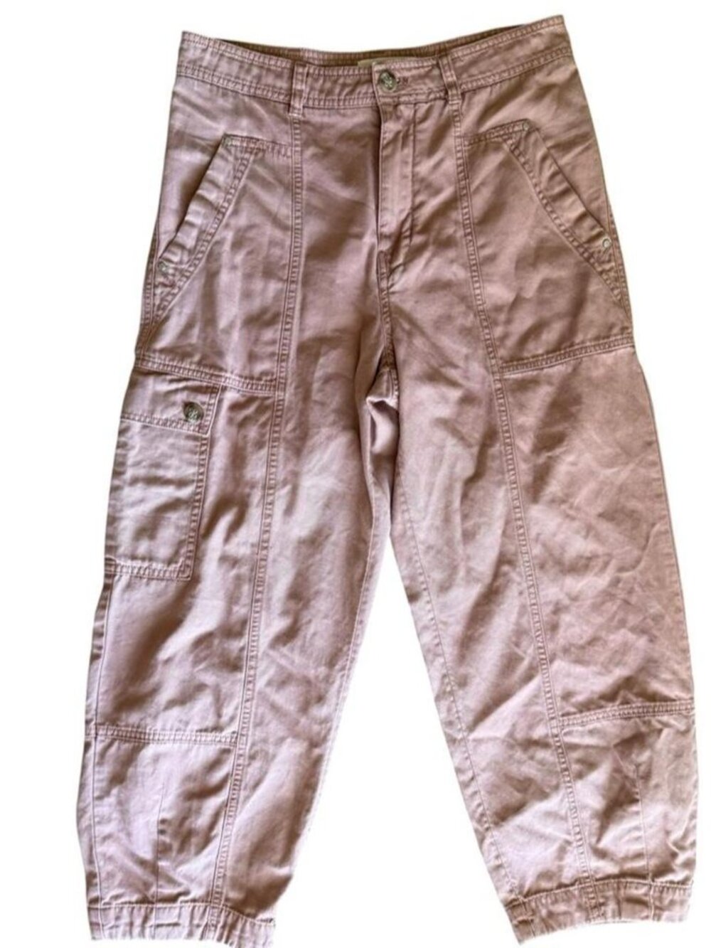 Anthropologie The Carsen pink cotton barrel cargo pants, size 6
